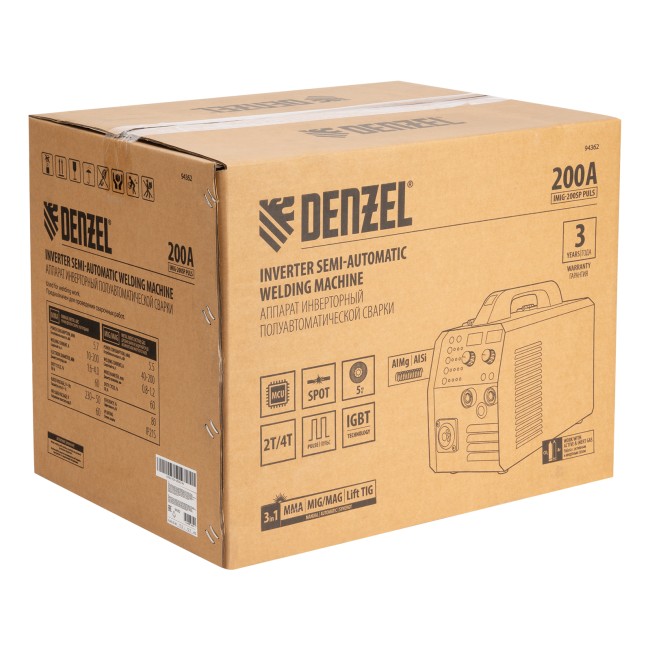 Сварочный аппарат инверторный IMIG-200SP Pulse Denzel Сварочный аппарат инверторный IMIG-200SP Pulse Denzel