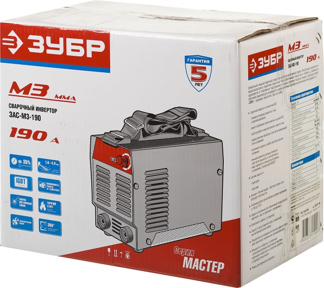 Сварочный аппарат инверторный ЗАС-М3-190 ЗУБР ММА