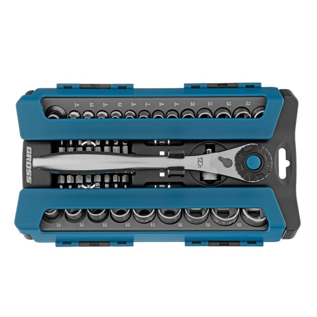 Набор торцевых головок 1/2", 1/4" CrV 41 предмет Gross Набор торцевых головок 1/2", 1/4" CrV 41 предмет Gross