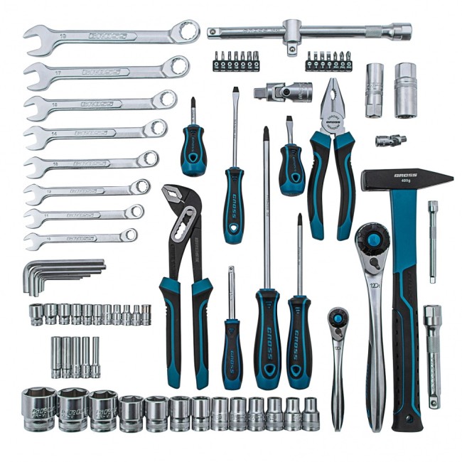 Набор инструментов 1/4", 1/2" CrV 76 предметов Gross