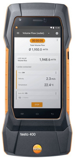 Комплект Testo 400 для вентиляции с зондом-крыльчаткой 16 мм Комплект Testo 400 для вентиляции с зондом-крыльчаткой 16 мм