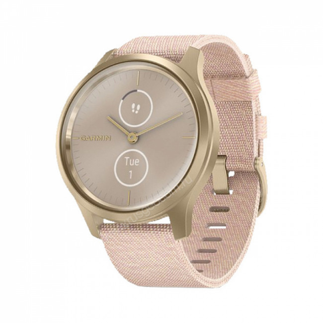 Часы Garmin Vivomove Style светло-золотистый с розовым плетеным нейлоновым ремешком Часы Garmin Vivomove Style светло-золотистый с розовым плетеным нейлоновым ремешком