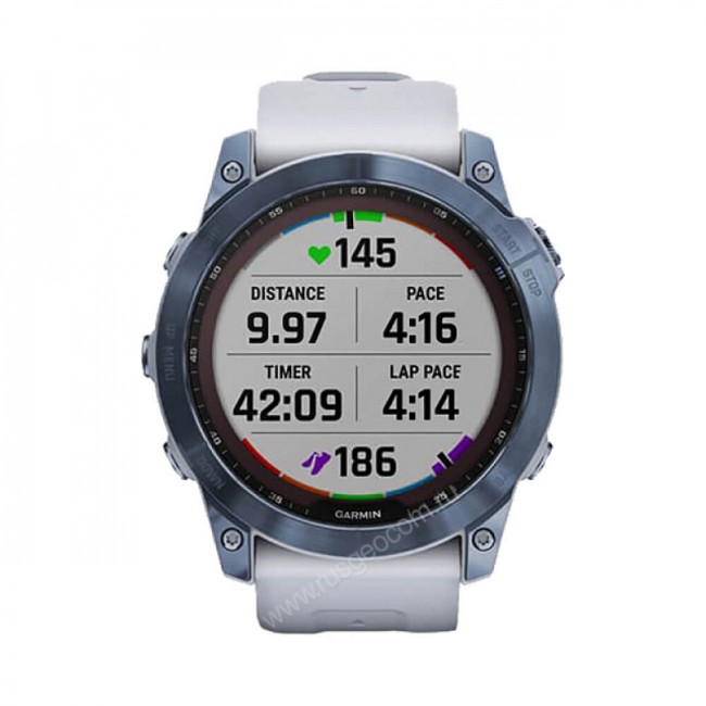 Часы Garmin Fenix 7X Sapphire Solar титановый синий минерал DLC с белым ремешком Часы Garmin Fenix 7X Sapphire Solar титановый синий минерал DLC с белым ремешком