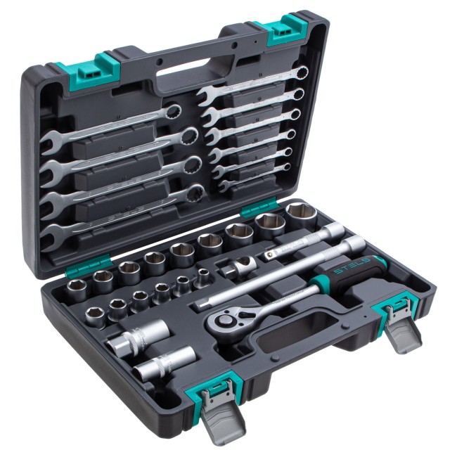 Набор инструментов, 1/2", CrV 31 предмет Stels Набор инструментов, 1/2", CrV 31 предмет Stels