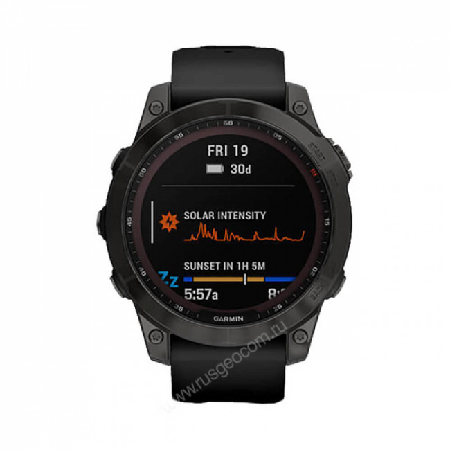 Часы Garmin Fenix 7 Sapphire Solar титановый черный DLC с черным ремешком Часы Garmin Fenix 7 Sapphire Solar титановый черный DLC с черным ремешком