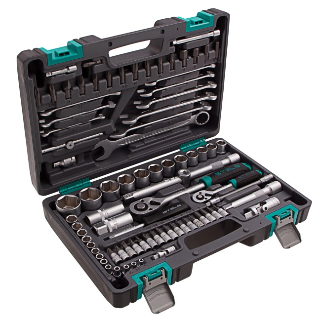 Набор инструментов 1/2", 1/4", CrV 82 предмета Stels
