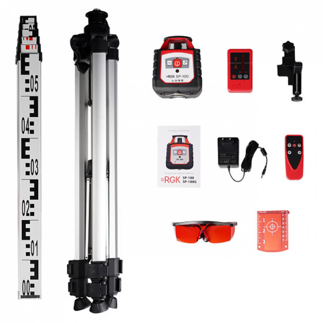 Комплект ротационного нивелира с элевационным штативом RGK SP-100 COMBO Комплект ротационного нивелира с элевационным штативом RGK SP-100 COMBO